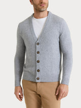 Cardigan con scollo a V in misto Lana e Angora Neri Uomo - Ragno