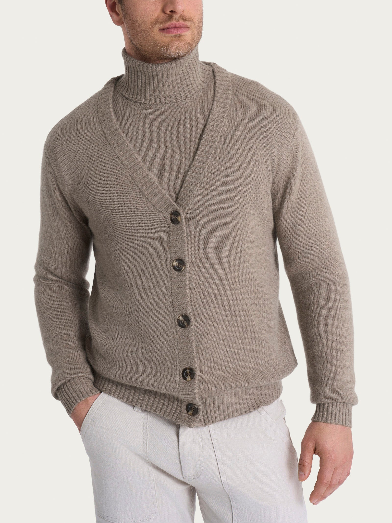 Cardigan con scollo a V in Natural Soft Grigi Uomo - Ragno