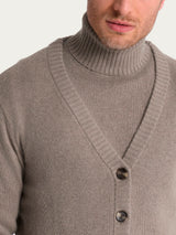 Men's Gray V-Neck Cardigan in a Wool and Angora Blend - Ragno