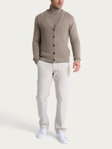 Men's Gray V-Neck Cardigan in a Wool and Angora Blend - Ragno