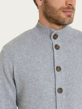 Men's Nero Wool and Angora Blend High-Neck Cardigan - Ragno