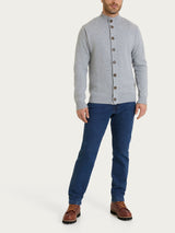 Men's Nero Wool and Angora Blend High-Neck Cardigan - Ragno