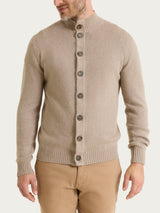 Men's Gray Wool and Angora Blend High-Neck Cardigan - Ragno