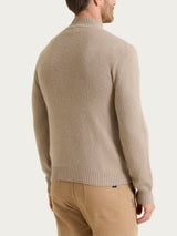 Men's Gray Wool and Angora Blend High-Neck Cardigan - Ragno