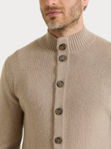 Men's Gray Wool and Angora Blend High-Neck Cardigan - Ragno