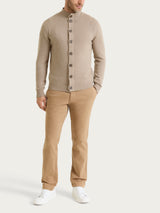 Men's Gray Wool and Angora Blend High-Neck Cardigan - Ragno