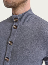 Cardigan con collo alto in misto Lana e Angora Neri Uomo - Ragno