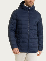 Satin Puffer piumino con cappuccio Blu Uomo - Ragno