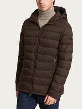 Satin Puffer piumino con cappuccio Marroni Uomo - Ragno