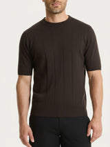 Maglia con manica corta a costa piatta in Puro Cotone Marroni Uomo - Ragno