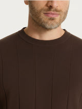Maglia con manica corta a costa piatta in Puro Cotone Marroni Uomo - Ragno