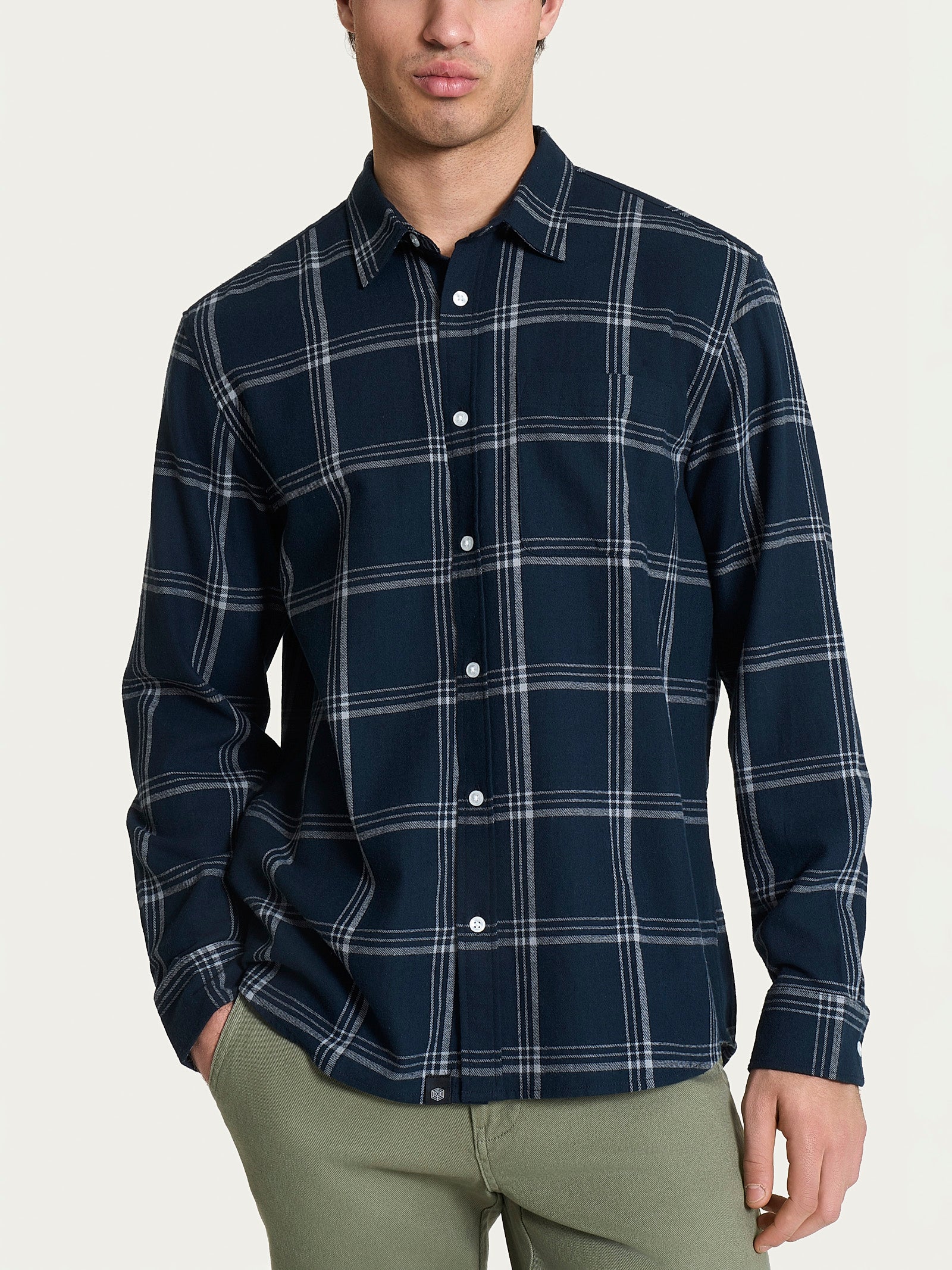 Camicia Uomo In Flanella Di Cotone A Quadri Blu, Maniche Lunghe, Morbida E Confortevole, Taglia M (Cina M), Ideale Per Uso Quotidiano