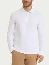 Polo con manica lunga in Cotton Piquet Stretch Bianchi Uomo - Ragno