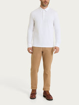 Polo con manica lunga in Cotton Piquet Stretch Bianchi Uomo - Ragno