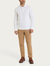 Polo con manica lunga in Cotton Piquet Stretch Bianchi Uomo - Ragno