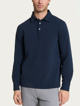 Polo con manica lunga in Eco Cotton Piquet Stretch Blu Uomo - Ragno
