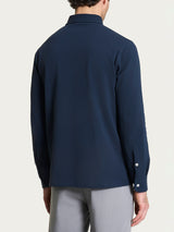 Polo con manica lunga in Eco Cotton Piquet Stretch Blu Uomo - Ragno