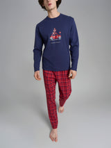 Pigiama natalizio girocollo in Interlock di cotone Blu Uomo - Ragno