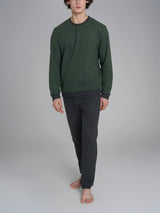 Pigiama serafino con fantasia geometrica in Cotton Eco Pile Verdi Uomo - Ragno