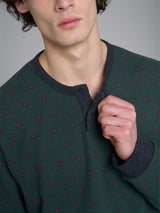 Pigiama serafino con fantasia geometrica in Cotton Eco Pile Verdi Uomo - Ragno