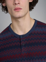 Pigiama a serafino a righe zig zag in Cotton Eco Pile Viola Uomo - Ragno