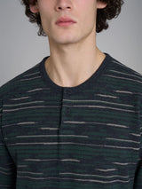 Pigiama a serafino a righe in Cotton Eco Pile Verdi Uomo - Ragno