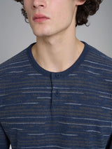 Pigiama a serafino a righe in Cotton Eco Pile Viola Uomo - Ragno