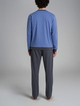 Pigiama a serafino con fantasia in interlock di cotone Azzurri Uomo - Ragno