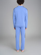 Pigiama con scollo a V e bordatura in interlock di cotone Azzurri Uomo - Ragno