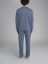 Pigiama con scollo a V e bordatura in interlock di cotone Neri Uomo - Ragno