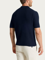 Polo con manica corta a punto maglia in Puro Cotone Blu Uomo - Ragno