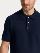 Polo con manica corta a punto maglia in Puro Cotone Blu Uomo - Ragno