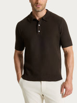 Polo con manica corta a punto maglia in Puro Cotone Marroni Uomo - Ragno