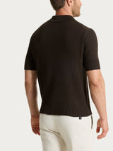 Polo con manica corta a punto maglia in Puro Cotone Marroni Uomo - Ragno