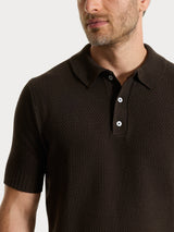 Polo con manica corta a punto maglia in Puro Cotone Marroni Uomo - Ragno
