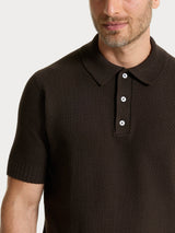 Polo con manica corta a punto maglia in Puro Cotone Marroni Uomo - Ragno