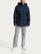 Cappotto con cappuccio In Canvas Stretch Blu Uomo - Ragno
