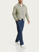 Men's Green Stretch Canvas Zipper Jacket - Ragno