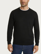 Maglia girocollo con punto nido d’ape in Puro Cotone Neri Uomo - Ragno