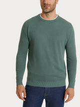 Maglia girocollo con punto nido d’ape in Puro Cotone Verdi Uomo - Ragno