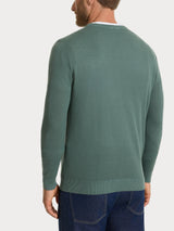 Maglia girocollo con punto nido d’ape in Puro Cotone Verdi Uomo - Ragno