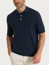 Polo con punto nido d’ape in Puro Cotone Blu Uomo - Ragno