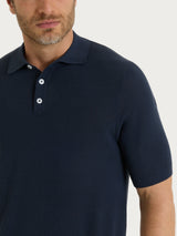Polo con punto nido d’ape in Puro Cotone Blu Uomo - Ragno