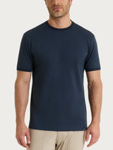 T-shirt girocollo in Cotone Piquet Double Mercerized Blu Uomo - Ragno