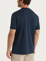 T-shirt girocollo in Cotone Piquet Double Mercerized Blu Uomo - Ragno