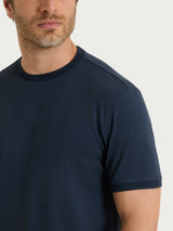 T-shirt girocollo in Cotone Piquet Double Mercerized Blu Uomo - Ragno