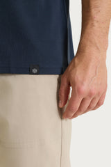 T-shirt girocollo in Cotone Piquet Double Mercerized Blu Uomo - Ragno