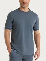 T-shirt girocollo in Cotone Piquet Double Mercerized Neri Uomo - Ragno