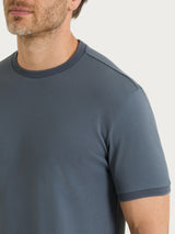 T-shirt girocollo in Cotone Piquet Double Mercerized Neri Uomo - Ragno