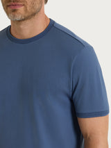 T-shirt girocollo in Cotone Piquet Double Mercerized Blu Uomo - Ragno